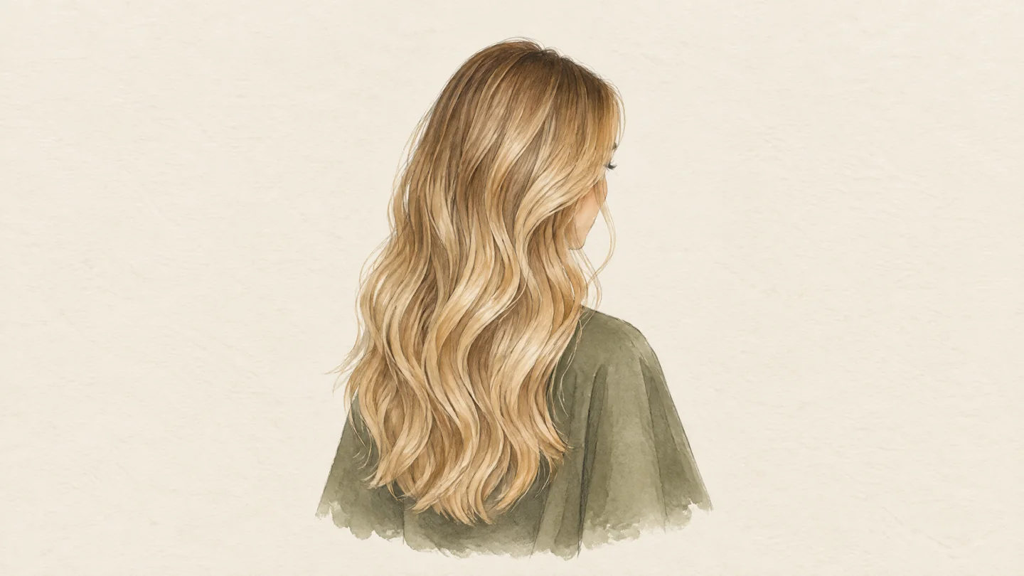 Illustration of warm honey-blonde waves with a deeper root